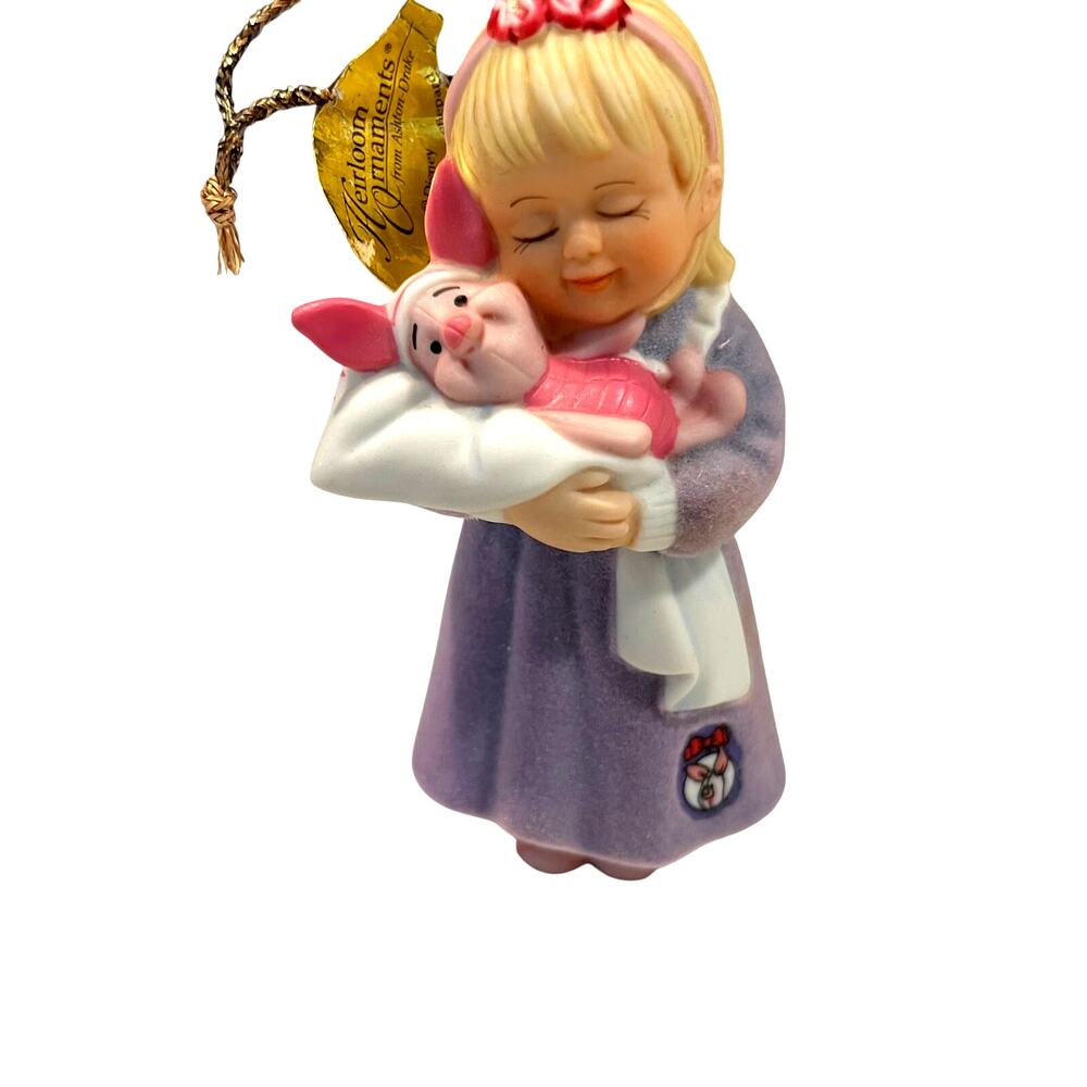 Ashton Drake disney piglet Christmas ornament girl holding piglet tree decor